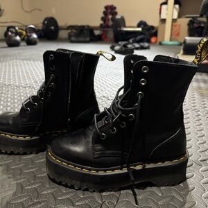 Dr. Martens Black Combat Moto Boots with Platform Sole